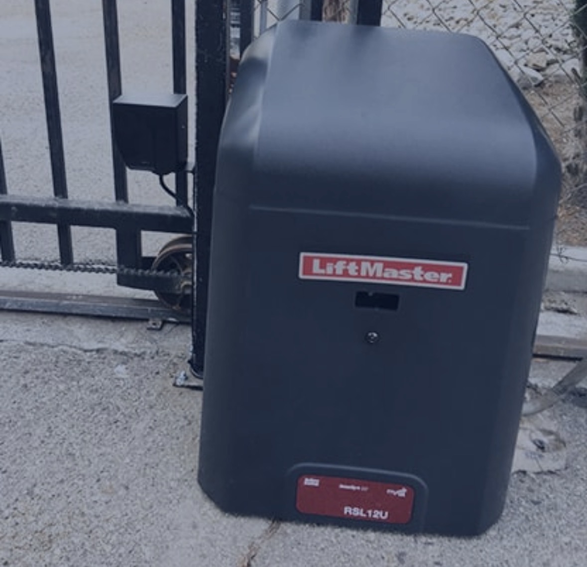 LiftMaster automatic gate opener at a commercial gate
